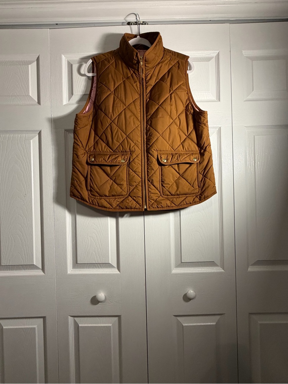J. Crew Quilted Puffer Vest in Camel Brown
